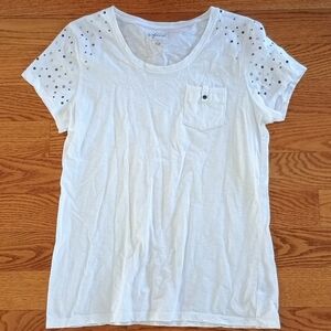 Style & Co Short T Shirt Embellished White Size Large‎